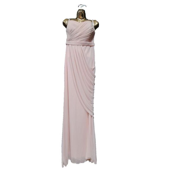 DAVID'S BRIDAL Pink Mesh Grecian Inspired Draped Formal Dress Gown SZ: 8 - Picture 2 of 16